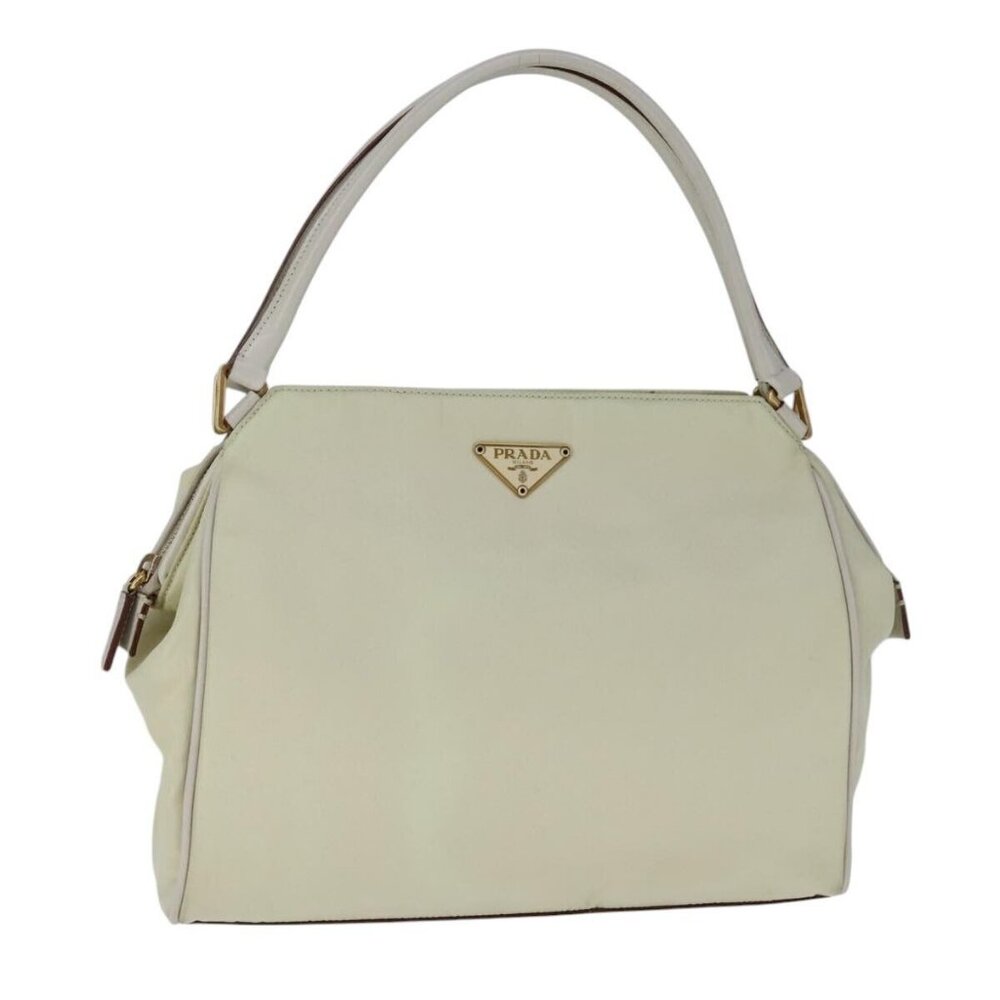 PRADA Hand Bag Nylon White auth